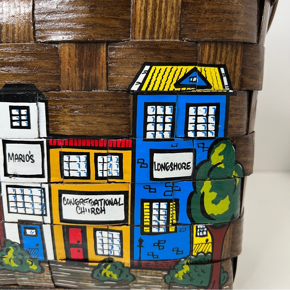 CARO-NAN | Colorful Town Design Woven Basket Purse - Picture 2 of 13